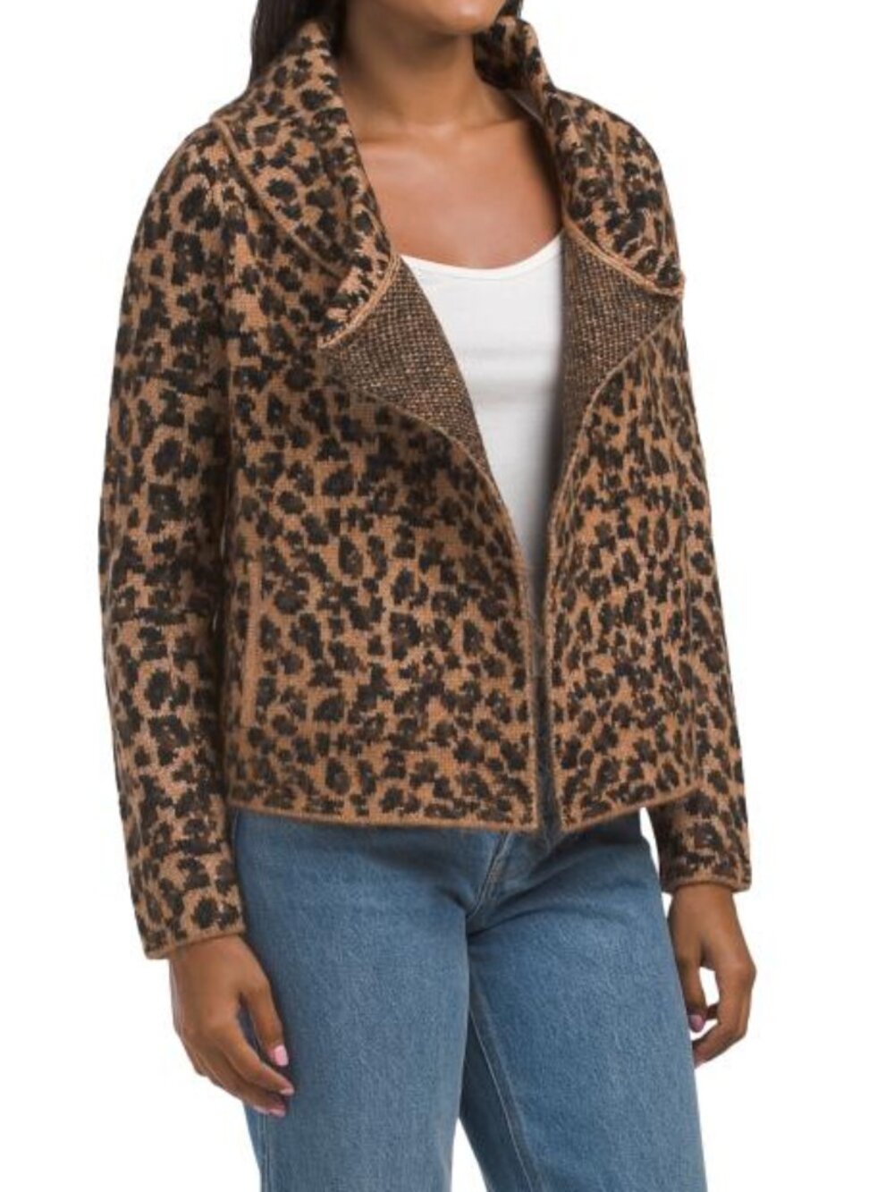 CHRISTIAN SIRIANO NEW YORK Long Sleeve Leopard Cropped Marilyn Jacket